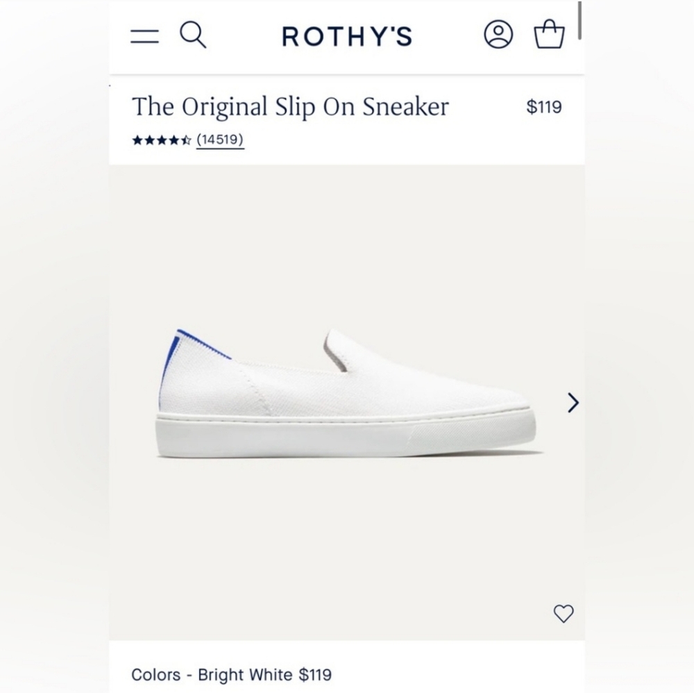 Rothy's slip on sneaker bright white